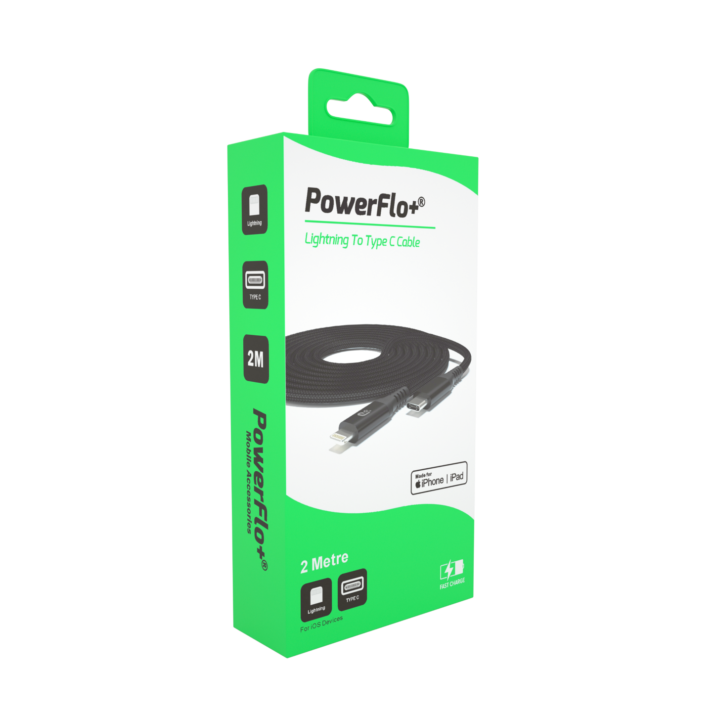 Powerflo Lightning to USB-C Cable Braided 2m