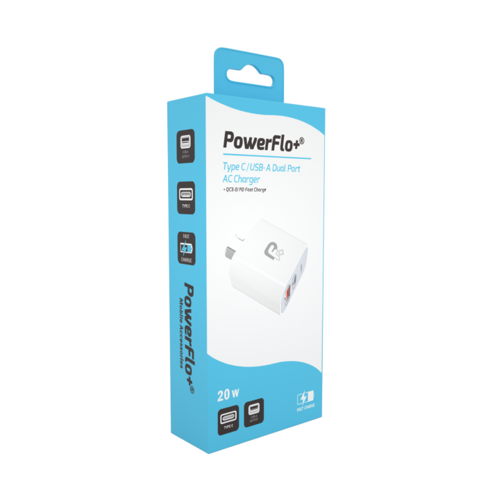 Powerflo USB-A and USB-C Dual Wall Charger