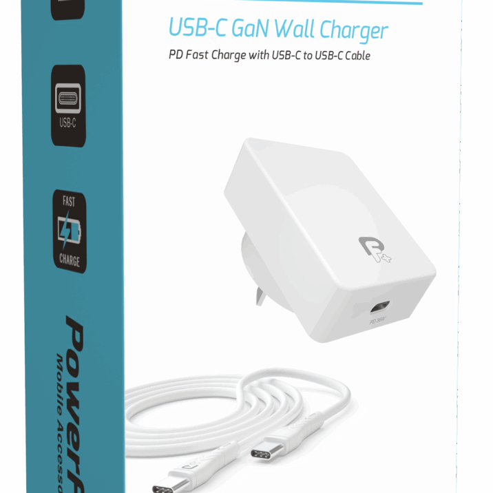 Powerflo USB-C 36w PD GaN Wall Charger-USB-C Cable Bundle Pack