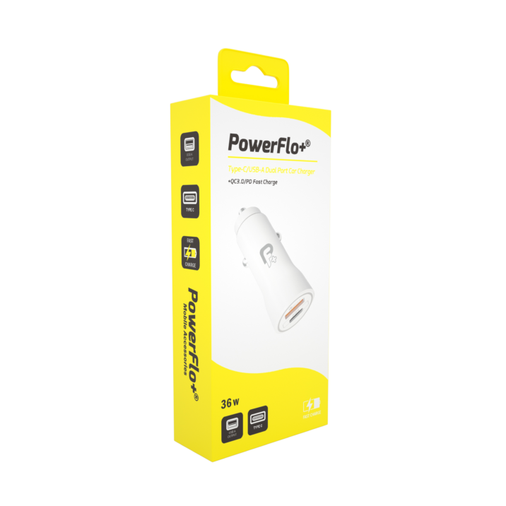 PowerFlo+ Dual Port Car Charger With QC 3.0 and PD Fast Charge